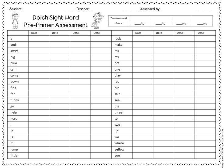 Dolch Sight Words Assessment Tastesz