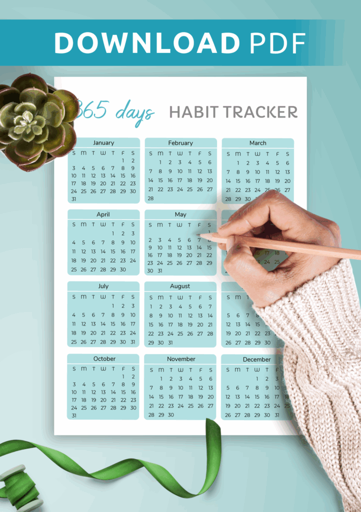 Download Printable 365 Days Habit Tracker Template PDF