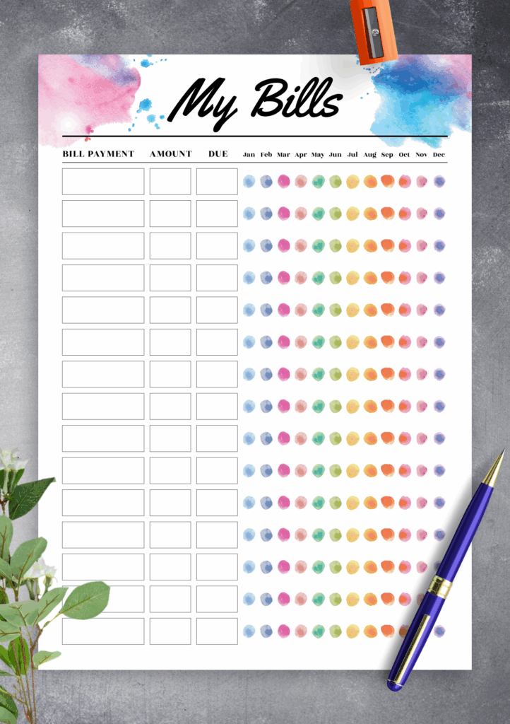 Download Printable Colored Monthly Budget Template PDF