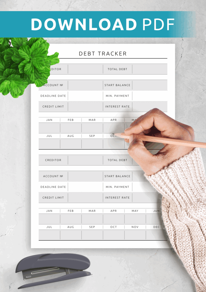 Download Printable Debt Tracker Template PDF