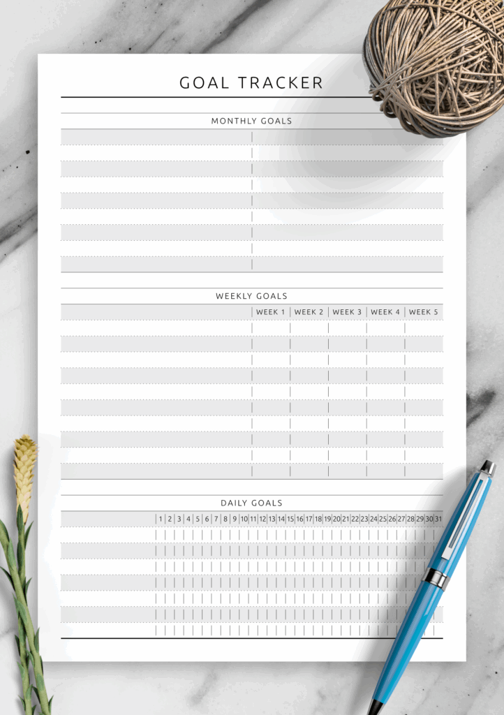 Download Printable Goal Tracker Original Style PDF