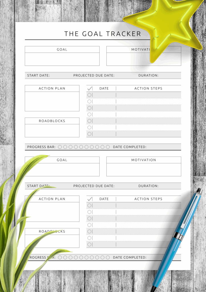 Download Printable Personal Goal Tracker Original Style PDF