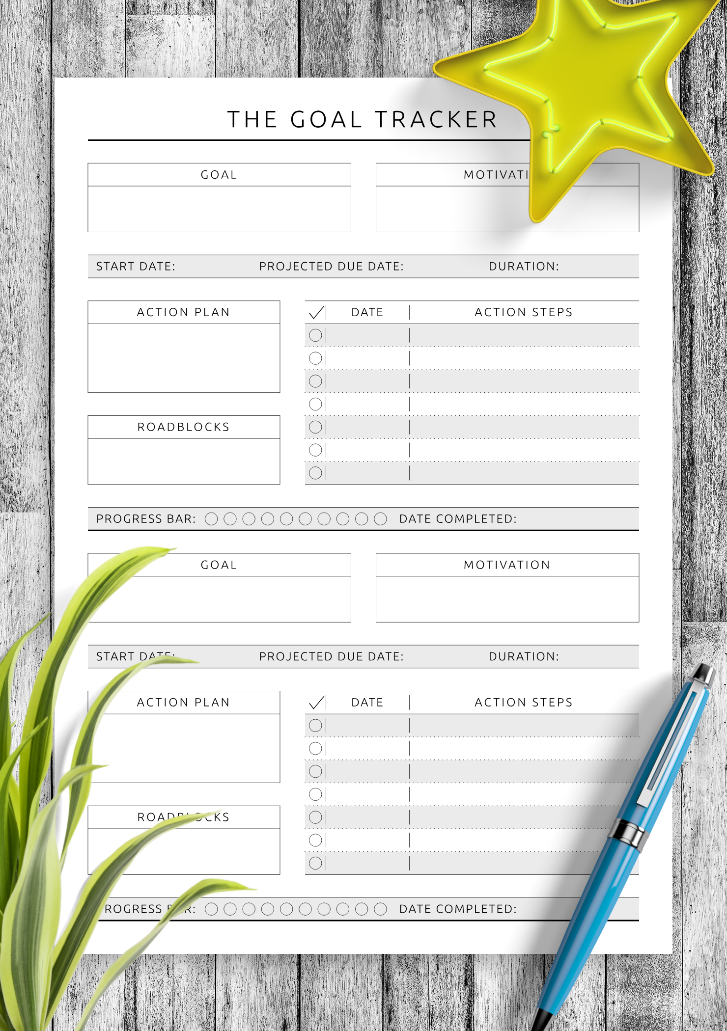Download Printable Personal Goal Tracker Original Style PDF