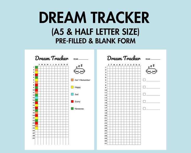 Dream Tracker Dream Journal Yearly Dream Log Dream Diary Printable 