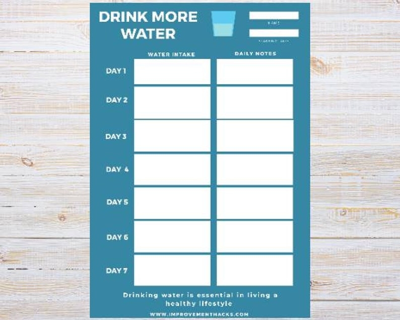 Drink More Water Fluid Intake Tracker Fluid Intake Chart Daily