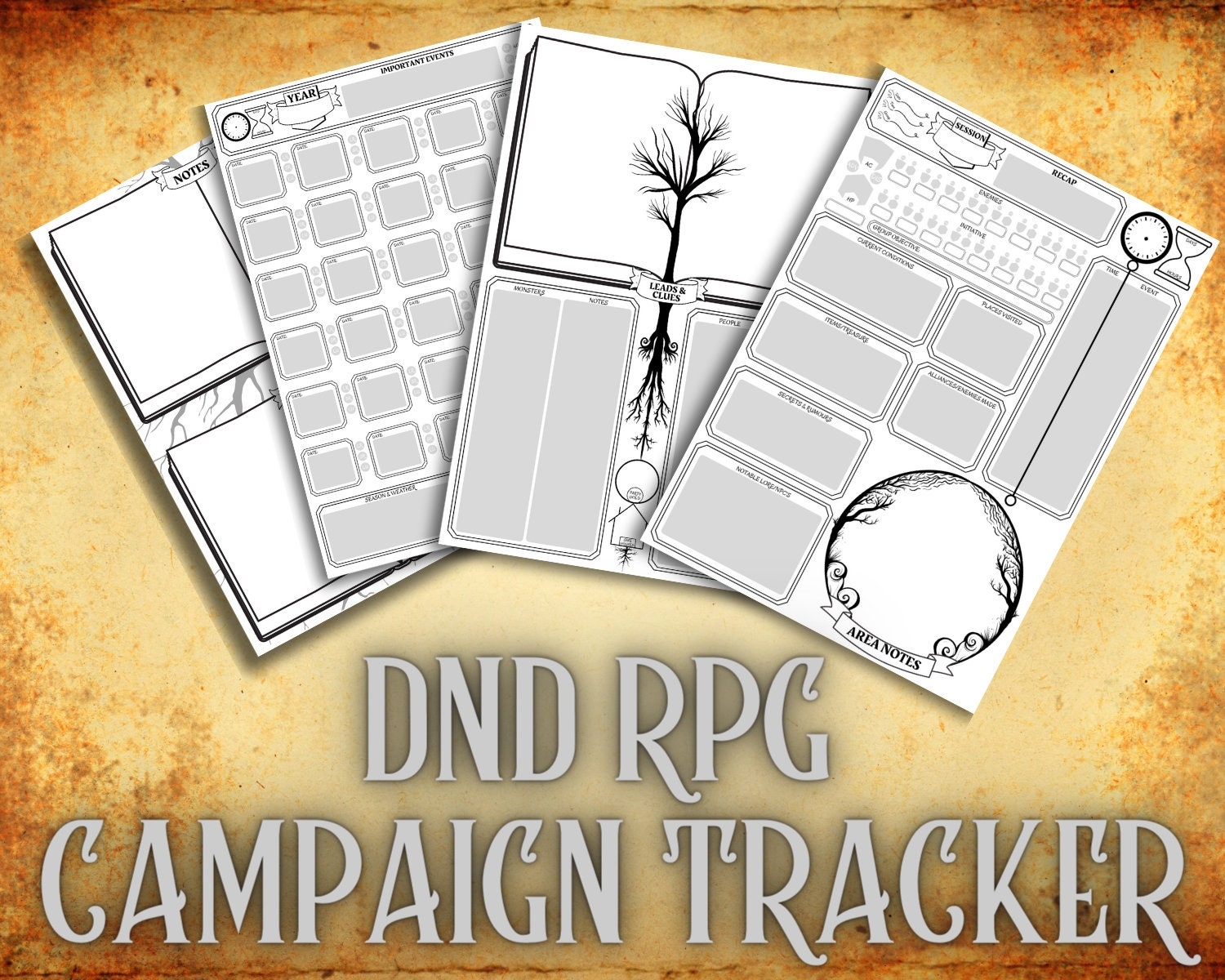 Dungeons Dragons Campaign Tracker Printable Simple Version Etsy