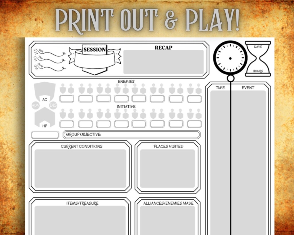 Dungeons Dragons Campaign Tracker Printable Simple Version Etsy