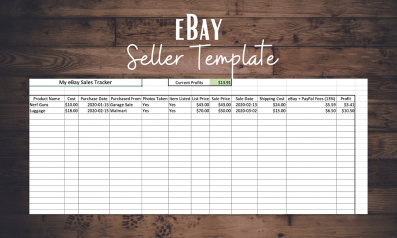 EBay Inventory Sales Profit Tracker EBay Template Etsy