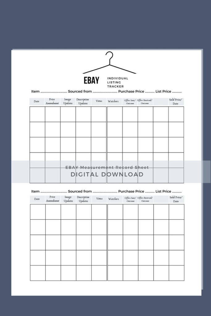 Ebay Reseller Listing Tracker Printable Paper Record Sheet Etsy