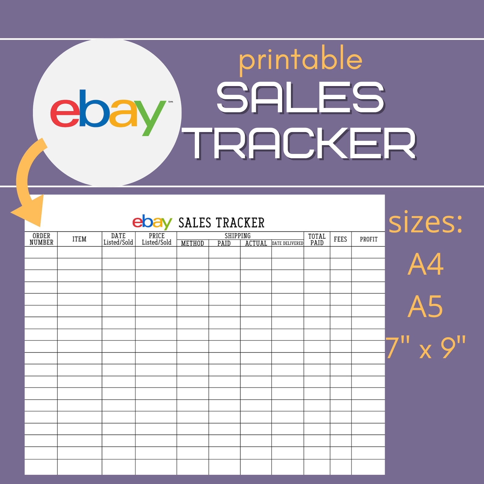 Ebay Sales Tracker Sales Tracker Ebay Sales Report Etsy