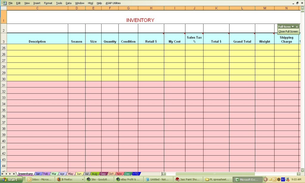 Ebay Sales Tracking Spreadsheet Db excel