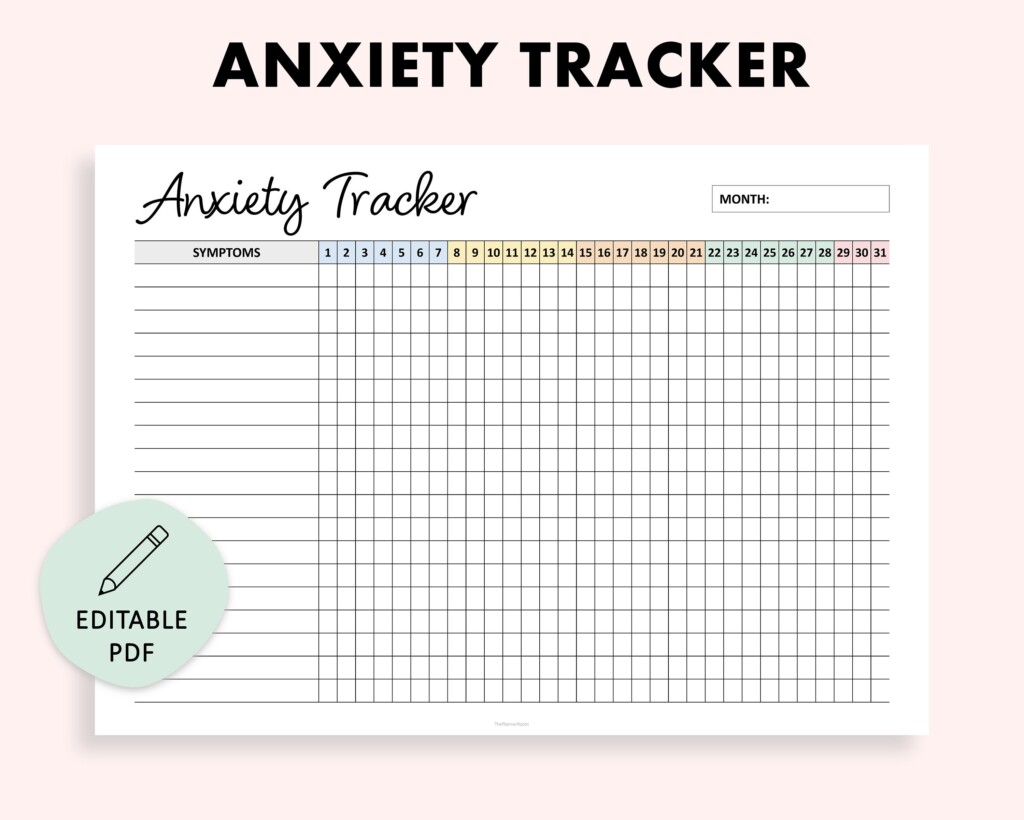Editable Anxiety Tracker Printable Anxiety Symptoms Tracker Etsy
