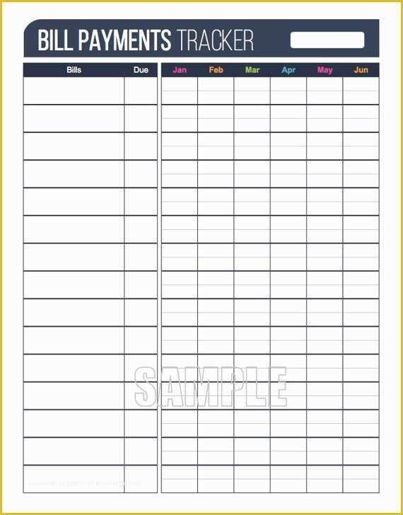 Editable Bill Tracker Printable