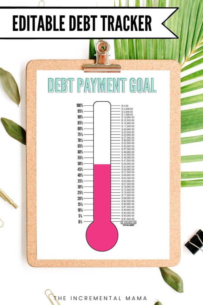 Editable Debt Thermometer Printable Instant Download Debt Payoff 