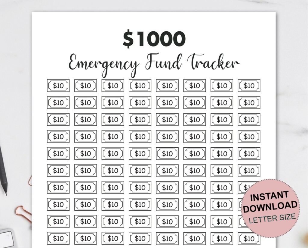 Emergency Fund Tracker 1000 Emergency Fund Tracker Emergency Etsy