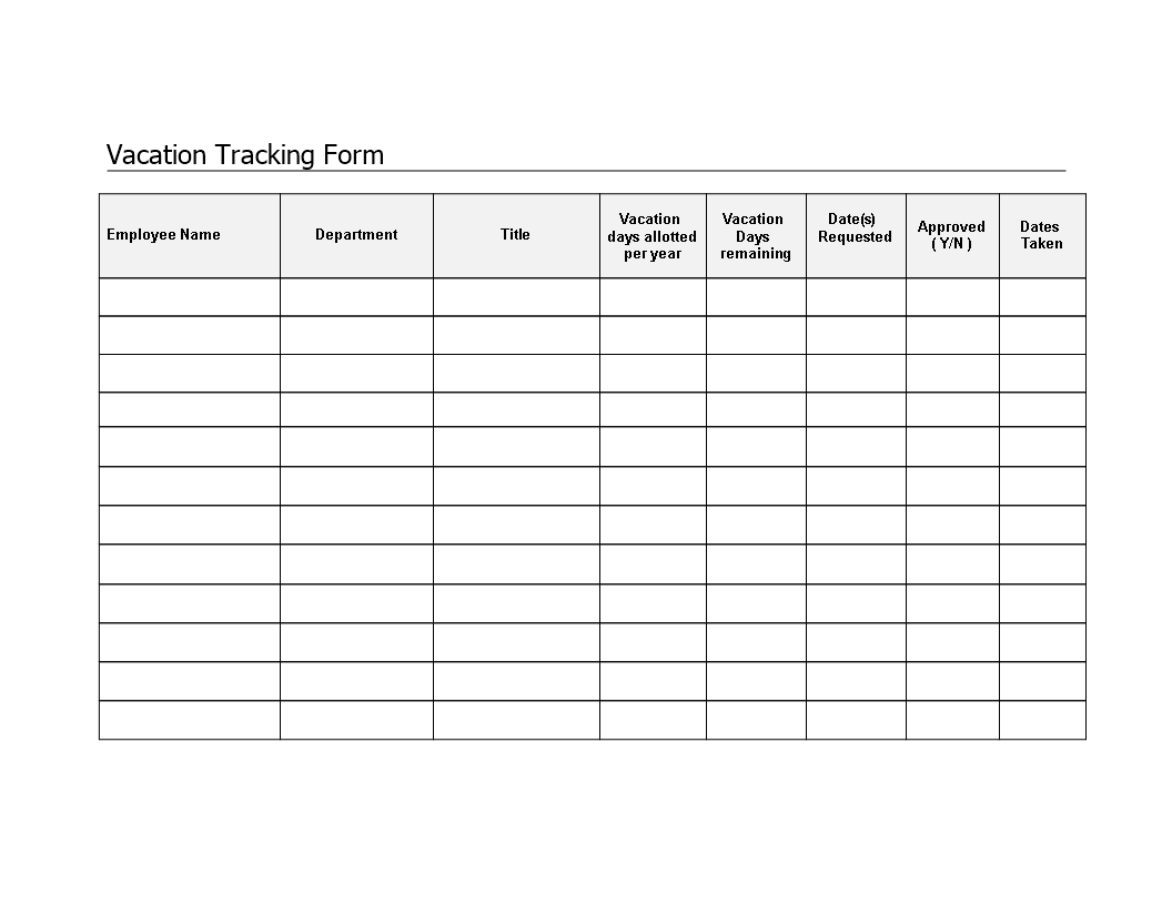 Employee Vacation Tracker Form Allbusinesstemplates