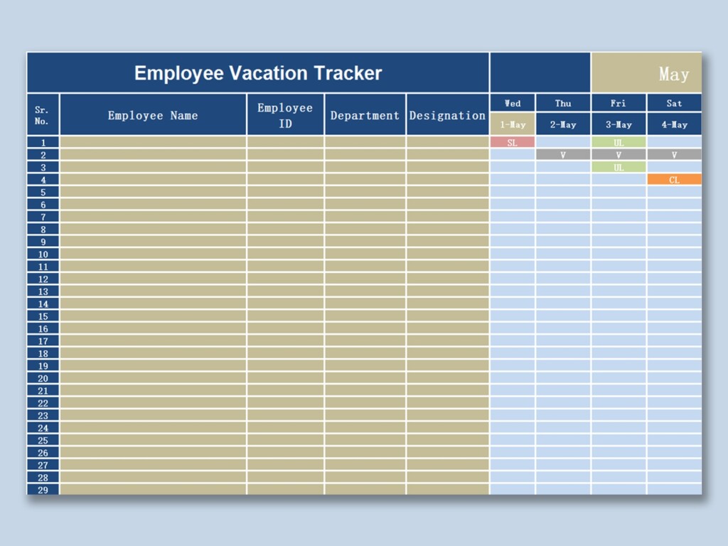 EXCEL Of Employee Vacation Tracker xlsx WPS Free Templates