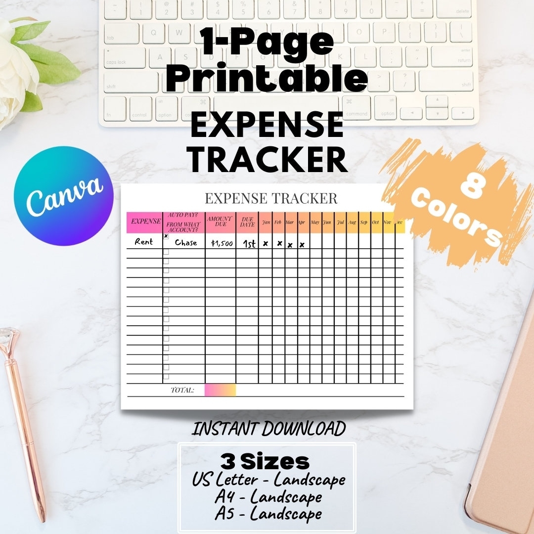 Expense Tracker Printable Monthly Bill Tracker Printable A5 Bill