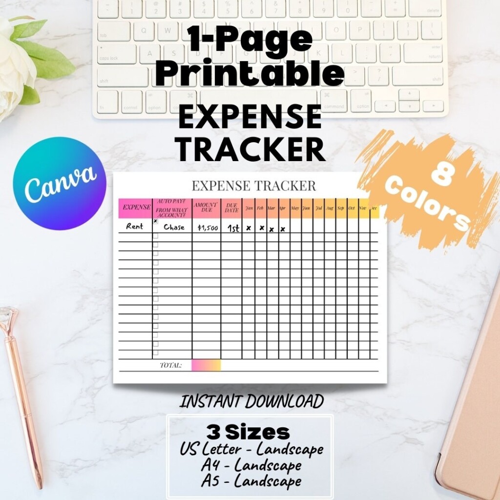 Expense Tracker Printable Monthly Bill Tracker Printable A5 Bill 