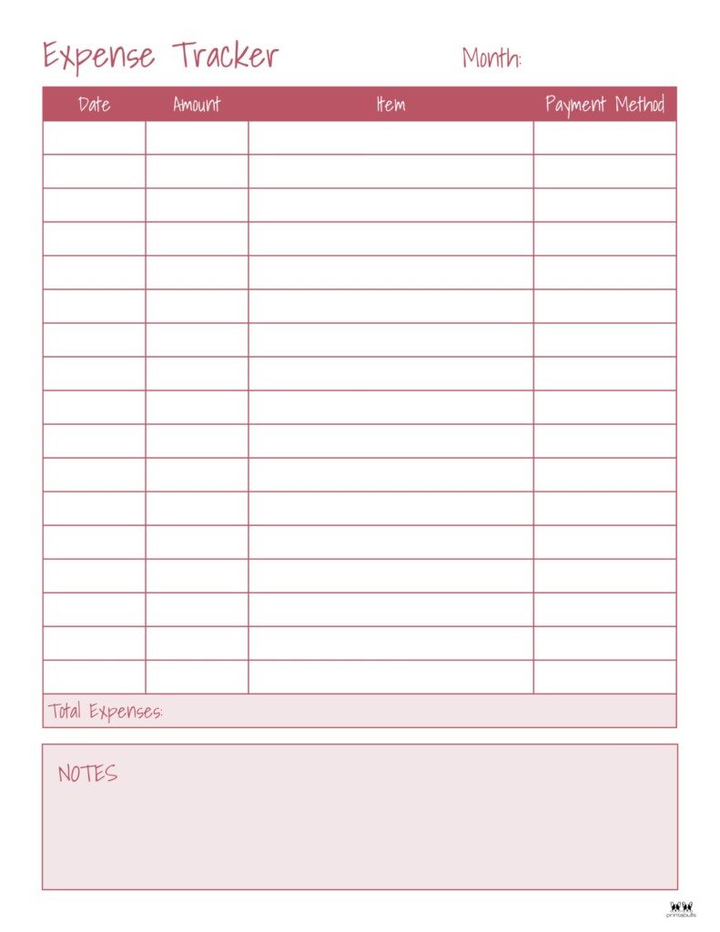 Expense Tracker Printables 20 FREE Options Printabulls