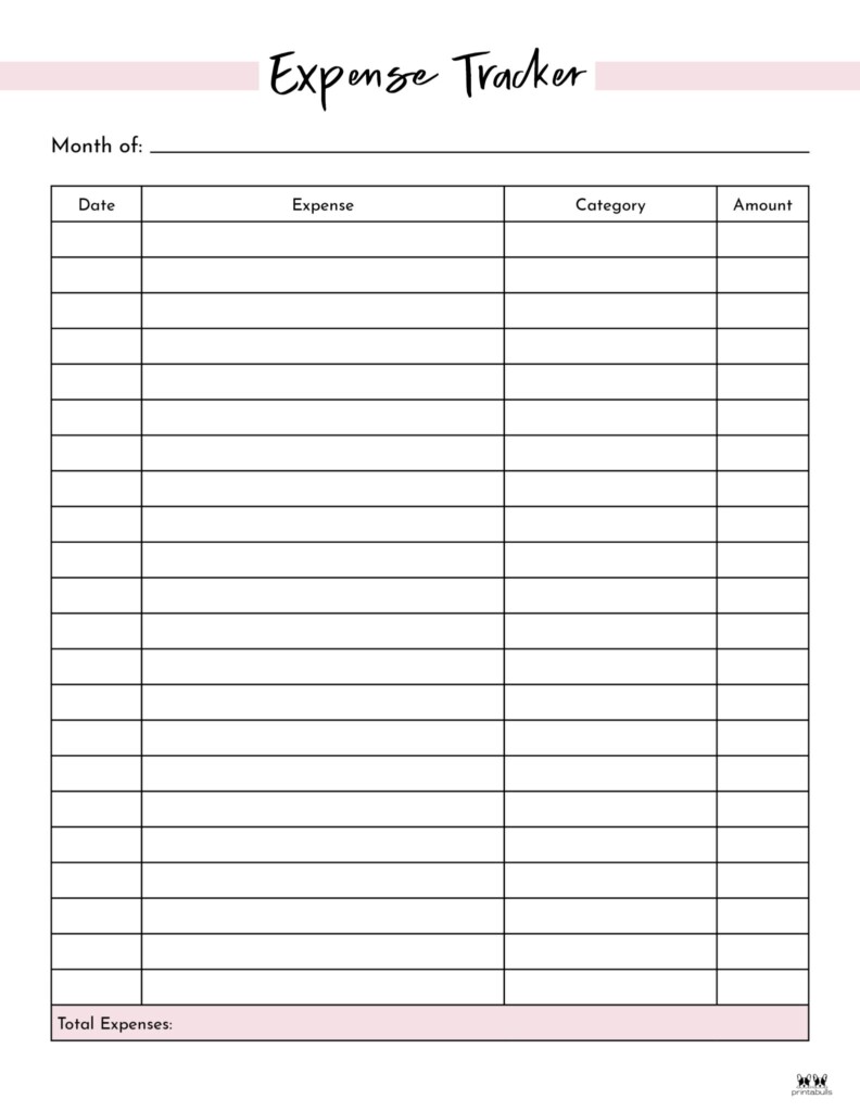 Expense Tracker Printables 20 FREE Options Printabulls