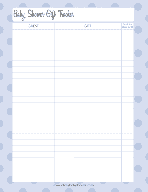 Fillable Online Baby Shower Gift Tracker Fax Email Print PdfFiller
