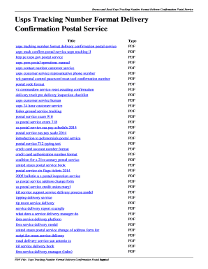 Fillable Online Usps Tracking Number Format Delivery Confirmation