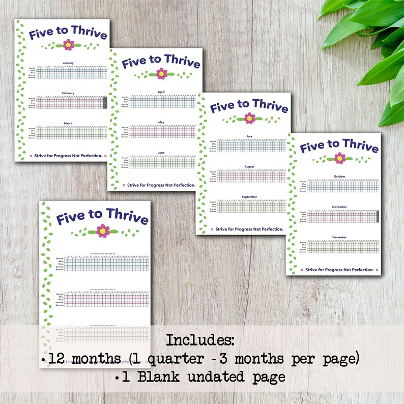 Five To Thrive Tracker Printable PDF Florals Size Classic Etsy