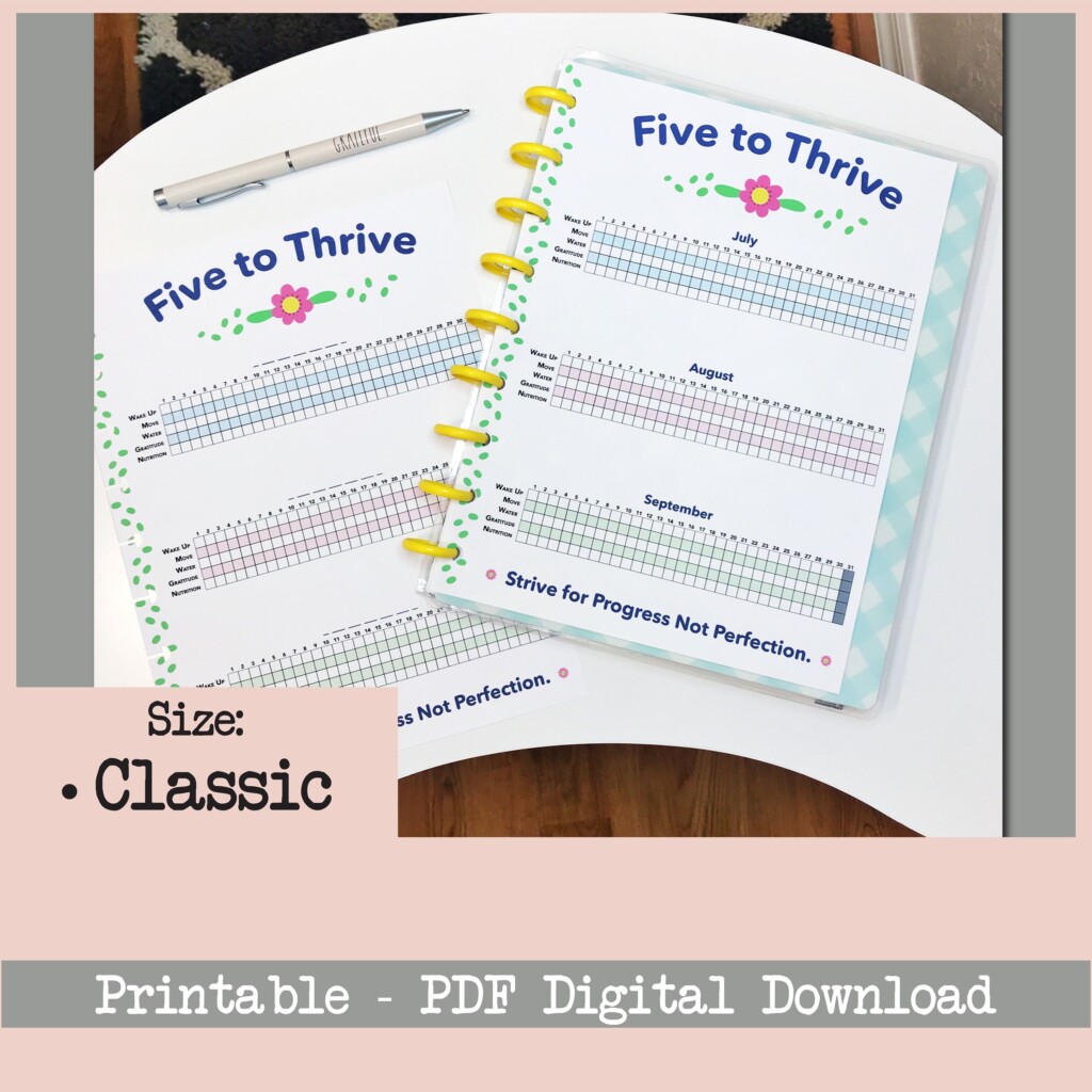 Five To Thrive Tracker Printable PDF Florals Size Classic Etsy