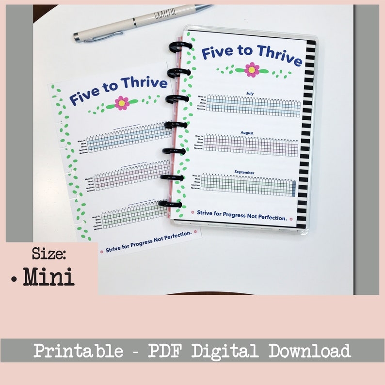 Five To Thrive Tracker Printable PDF Florals Size Mini Etsy