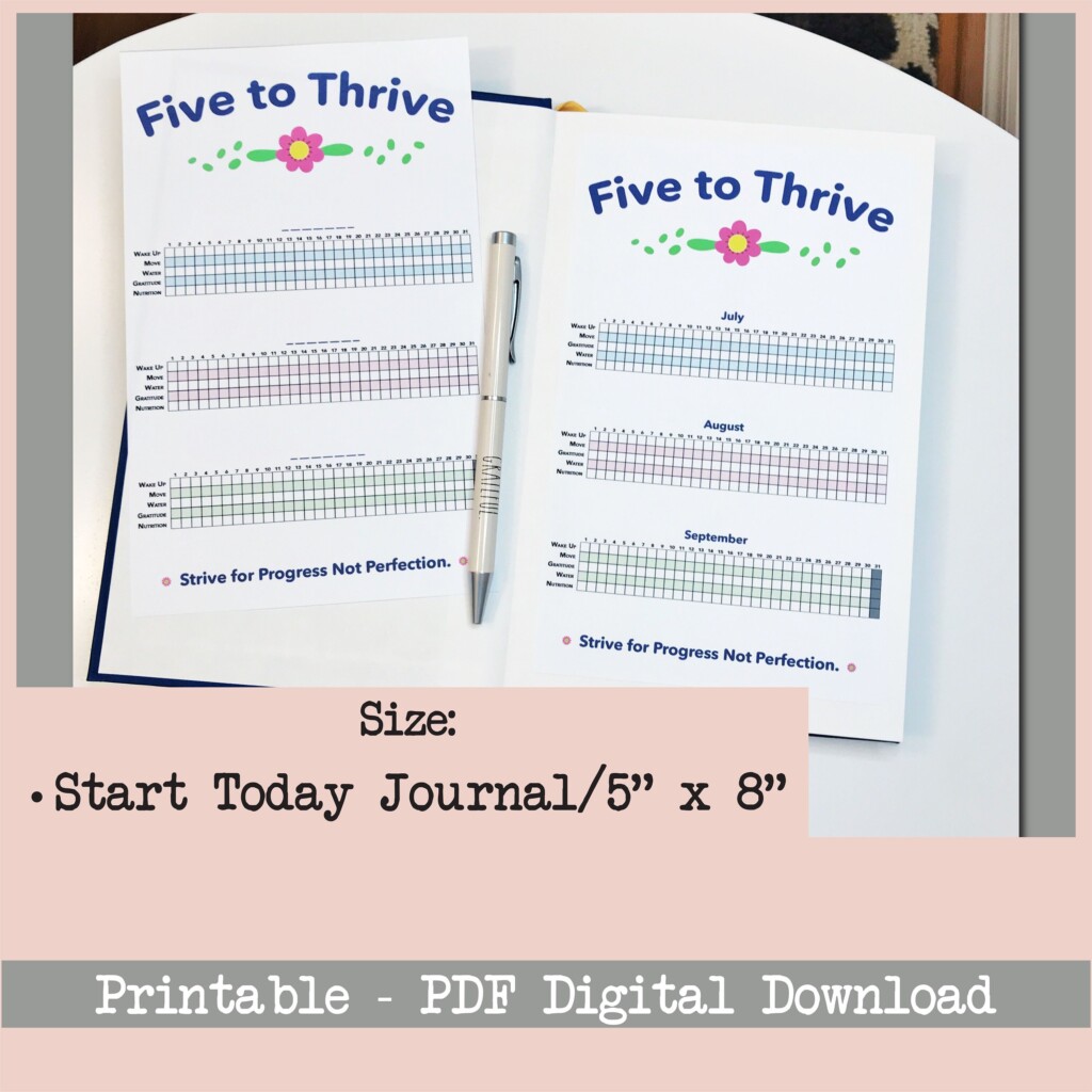 Five To Thrive Tracker Printable PDF Florals Size Start Etsy