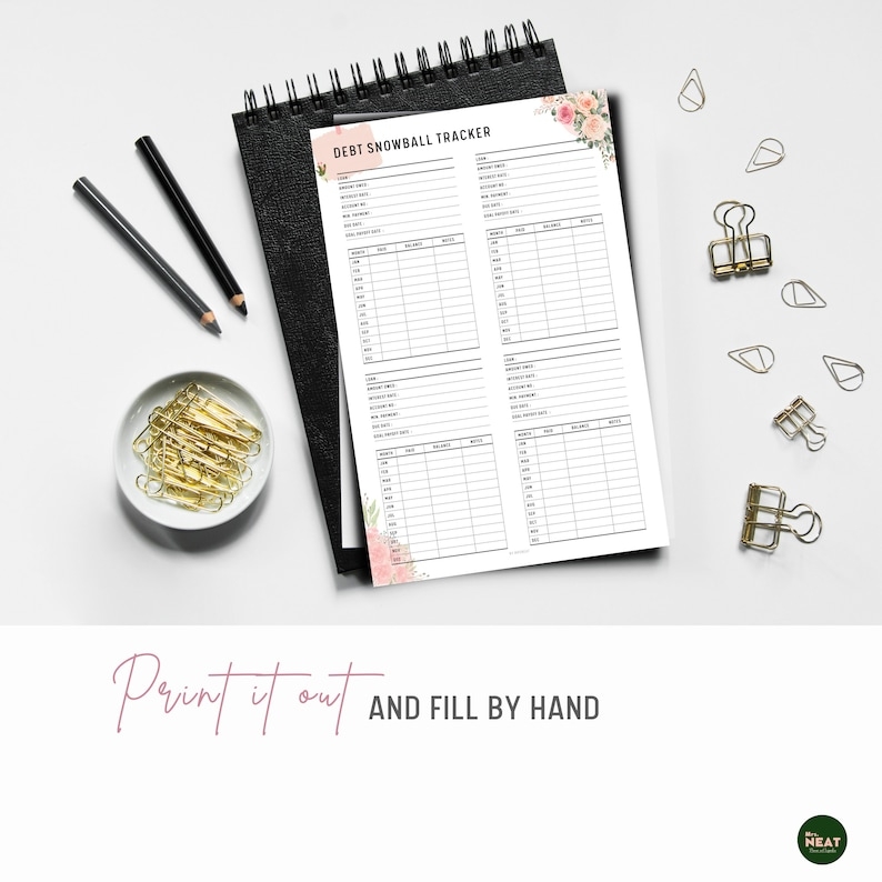 Floral Debt Snowball Tracker Printable Snowball Debt Plan Etsy