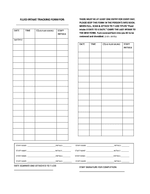 FLUID INTAKE TRACKING FORM FOR doc Fill And Sign Printable Template 