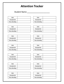 Focus And Attention Tracker Track IEP Goals Easily TPT