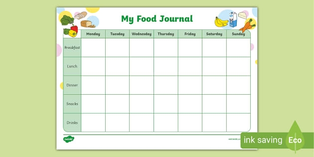 Food Diary For Children Easy To Print Twinkl Twinkl