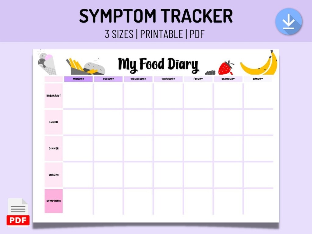 Food Journal For Tracking Symptoms To Intolerances And Allergies 
