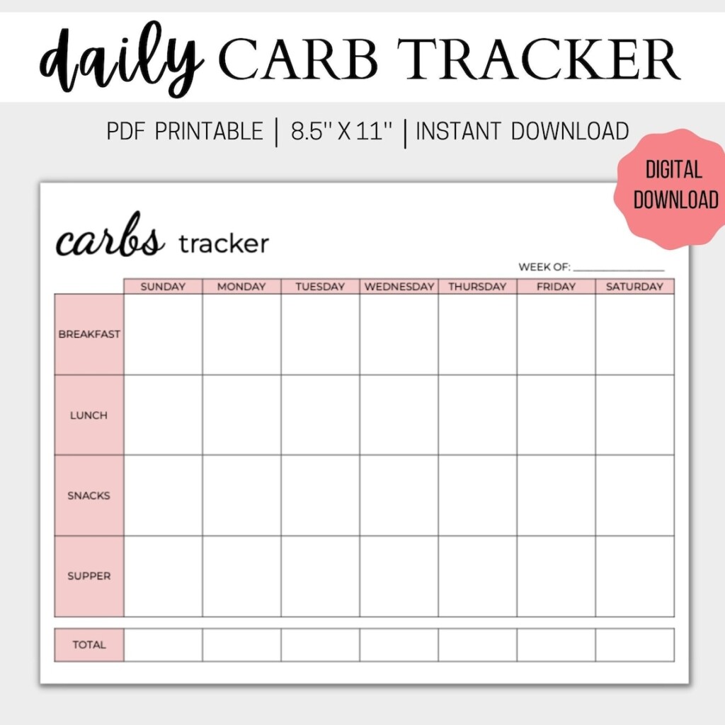 Food Journal Printable Daily Food Log Carb Tracker Low Carb Keto Meal 