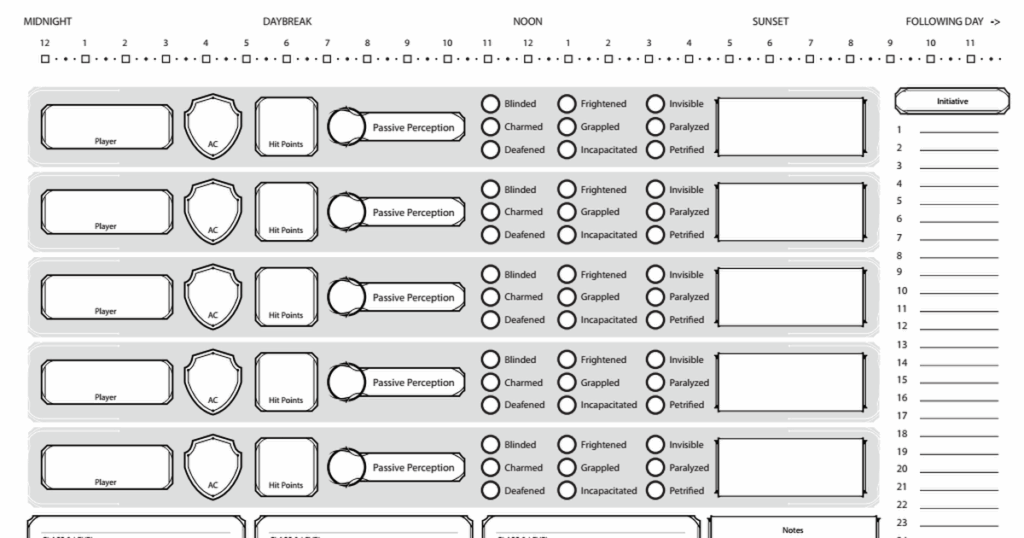 Form Fillable Party Tracker 5e Printable Forms Free Online