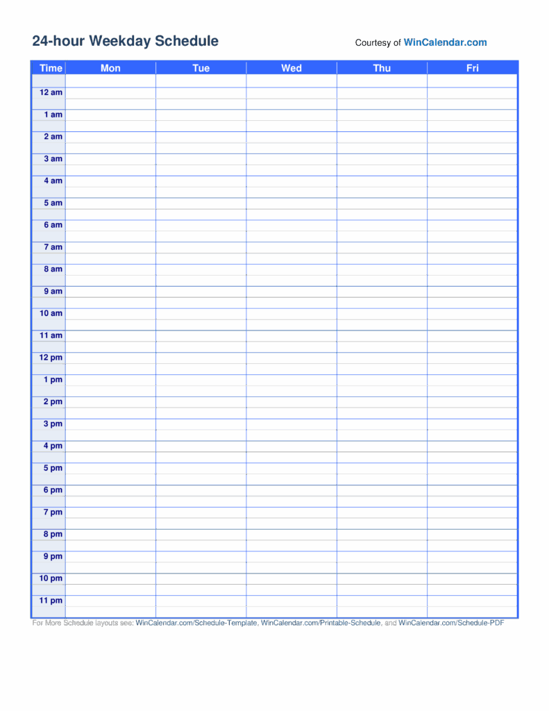Free 24 Hour Planner Template Printable Templates