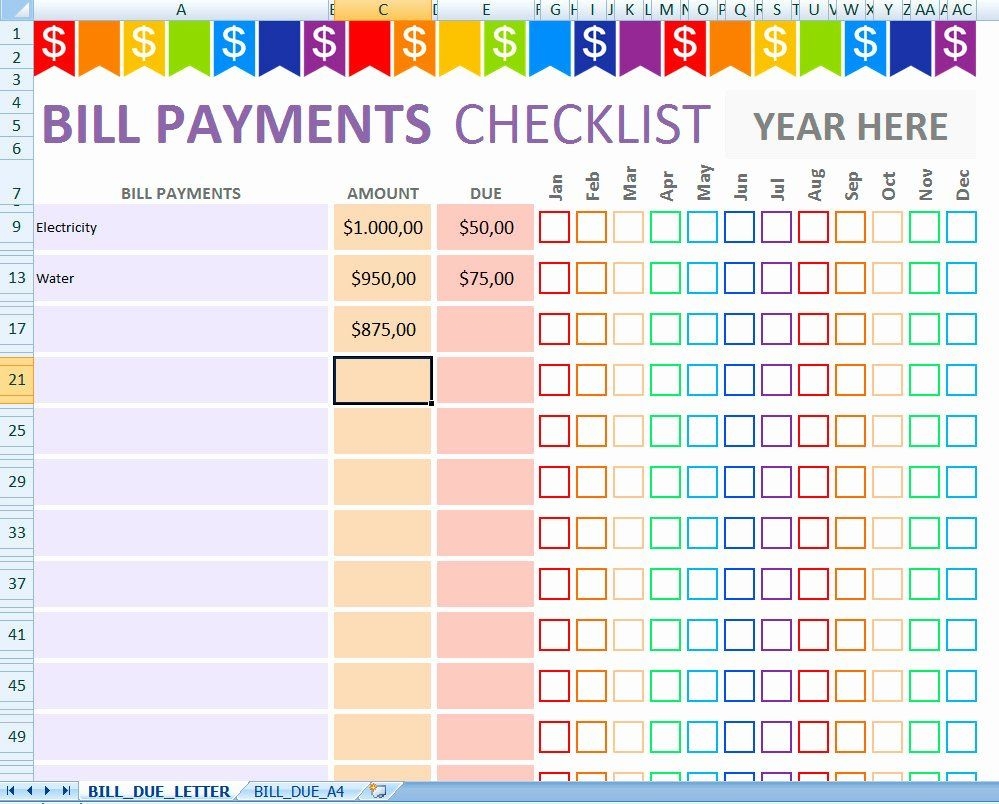 Free Bill Payment Tracker Printable