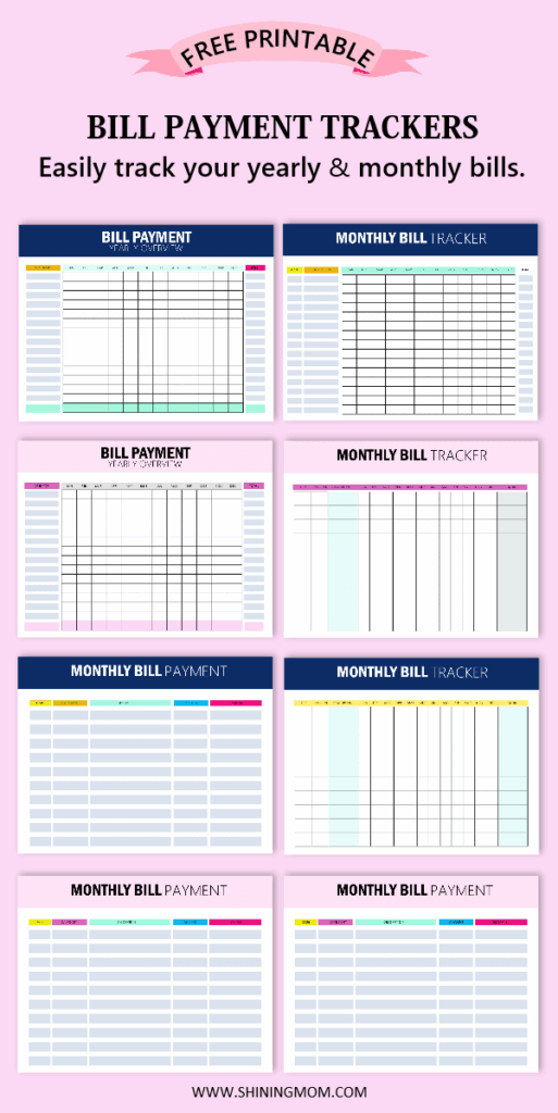 Free Bill Tracker Printables For Your Monthly Yearly Payables