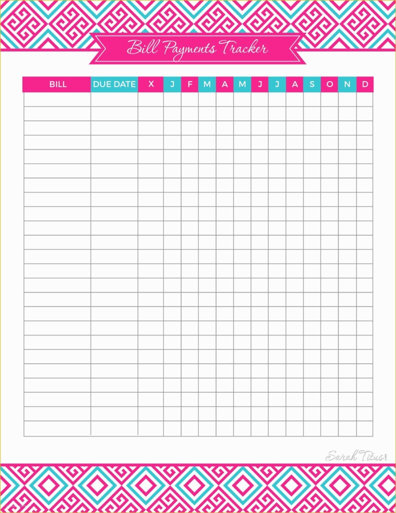 Free Bill Tracker Template