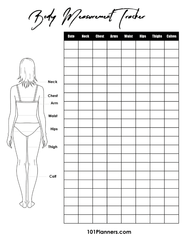 FREE Body Measurement Chart Printable Or Online