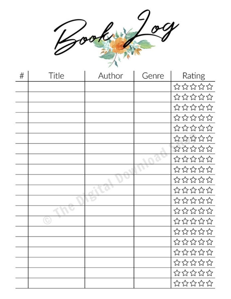Free Book Tracker Printable