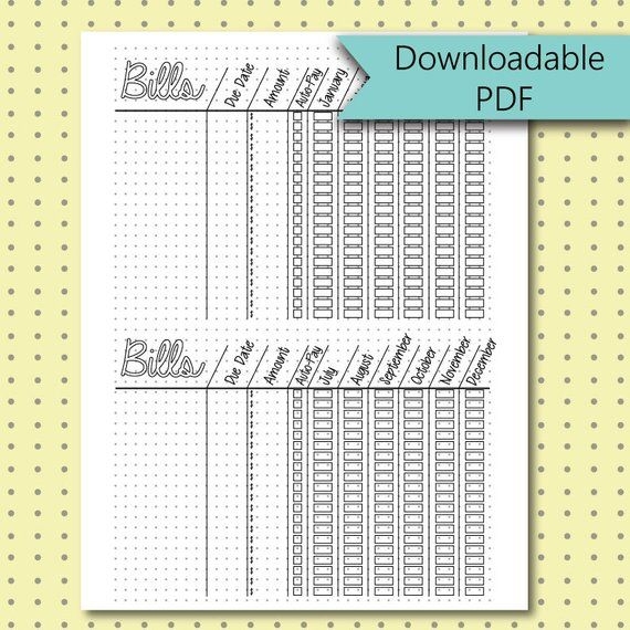 Free Bullet Journal Bill Tracker Printable Free Printable Templates