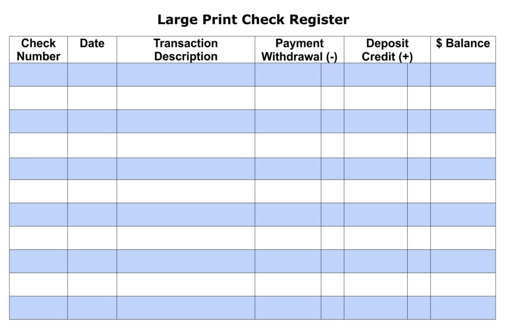 Free Check Register Printable