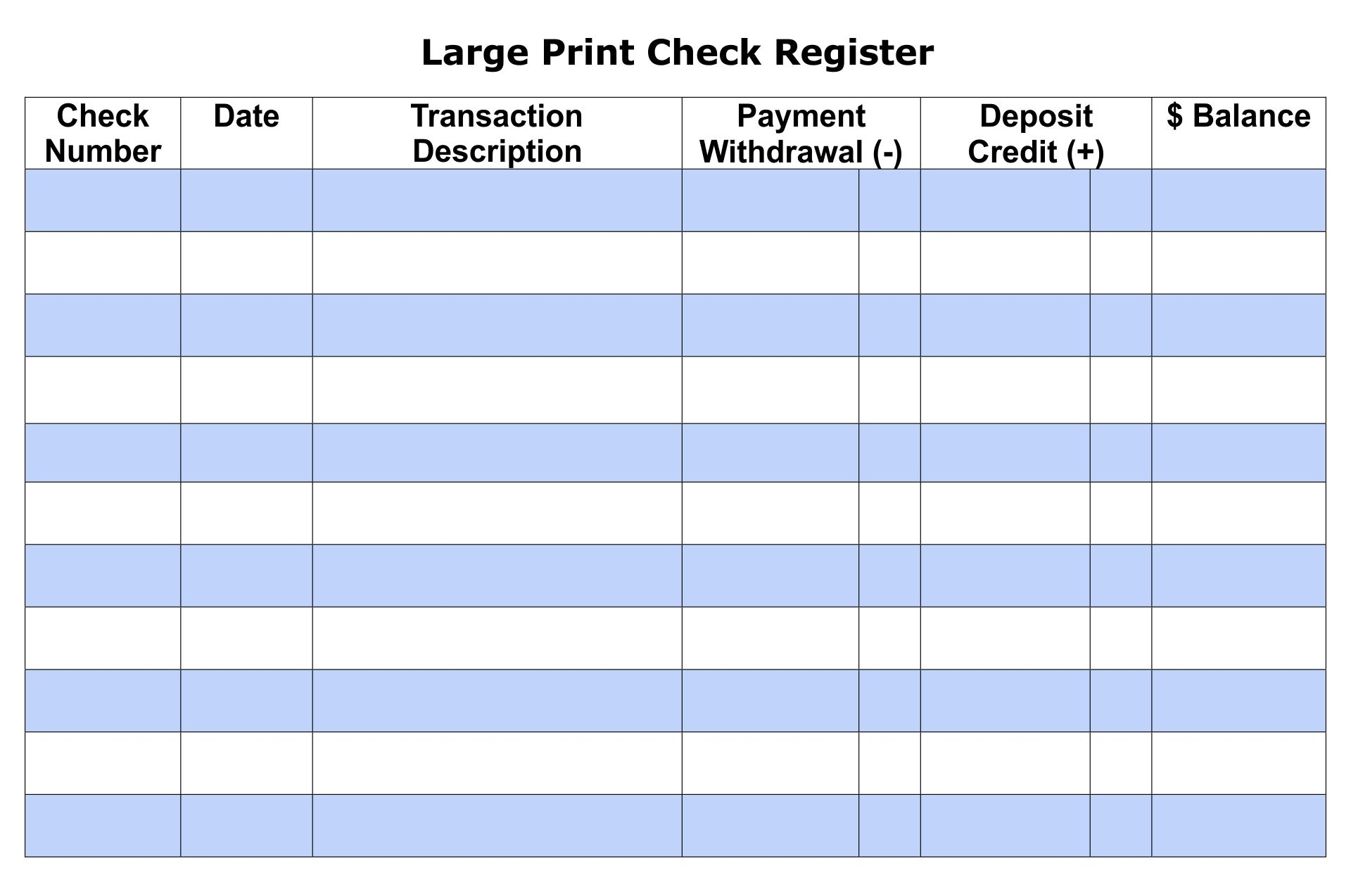 Free Check Register Printable