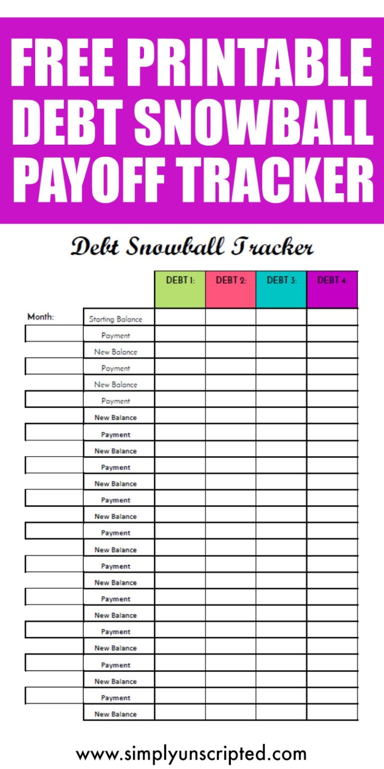 Free Debt Snowball Tracker Printable Simply Unscripted Db excel