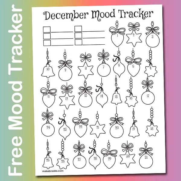 Free December Mood Tracker Tracking Page Christmas Ornaments Make 