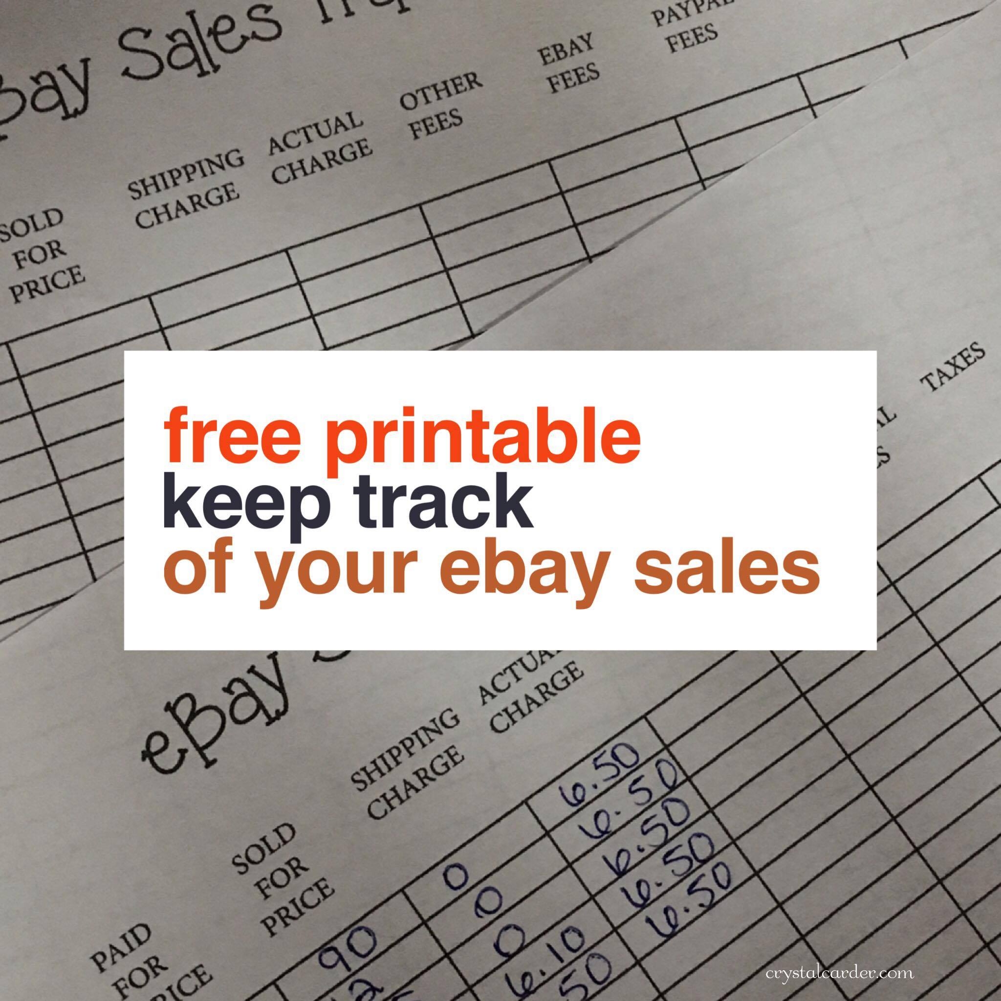 Free Ebay Sales Tracker Printable Crystal Carder To Ebay Sales